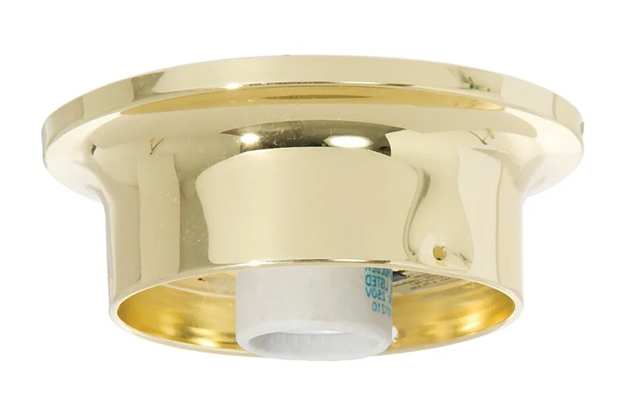 3-1/4 Inch Fitter Brass Plated Flush Mount Fixture Holder, Hardware & High Heat Porcelain Socket (11754)