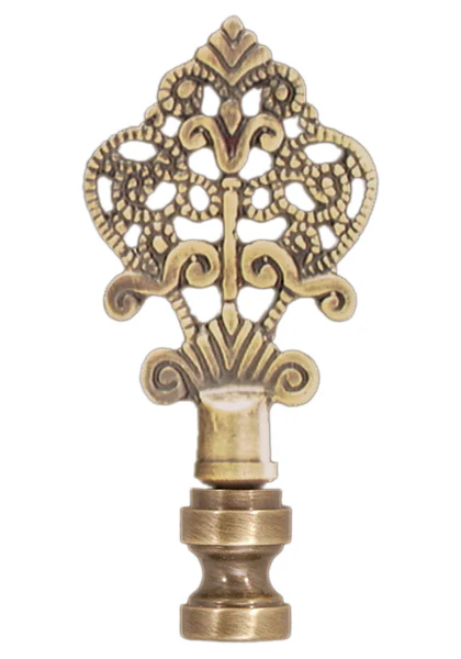 3-1/8" Tall Antique Brass Filigree Finial, Tap 1/4-27F (11118A)