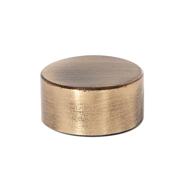 3/4" Diameter, 3/8" Tall Modern Brass Cap, Tap 1/8F, Antique Brass (21239A)