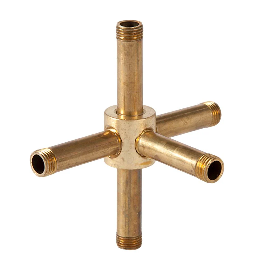 3/4 Inch Dia., 3/4" Tall, 5-Way Armback, 1/8F Tap, Unfinished Brass (21292U) - Image 2
