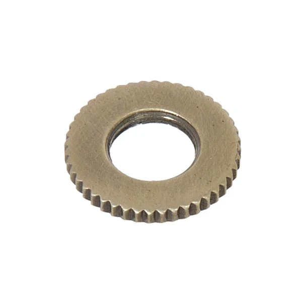 3/4 Inch Outside Diameter Antique Brass Finish Knurled Brass Locknut, Tap 1/8F (20720A)