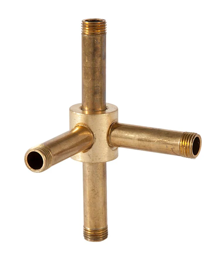 3/4 Inch Dia., 3/4" Tall, 4-Way Armback, 1/8F Tap, Unfinished Brass (21291U) - Image 2