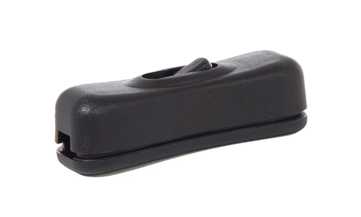 3/4" Wide Black Plastic In-Line Toggle Switch For SPT 1 and 2, Black (48427B)