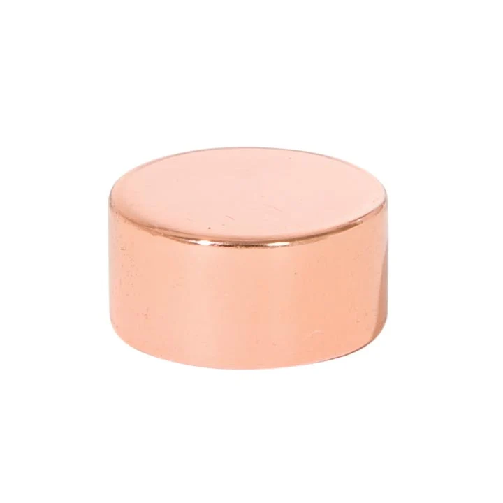 3/8 Inch Tall Polished Copper Finish Modern Brass Cap, 1/8F (21239C)