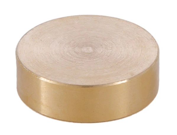 1-1/4" diameter x 3/8" tall Unfinished Brass Flat Cap, tap 1/8F (21126U)
