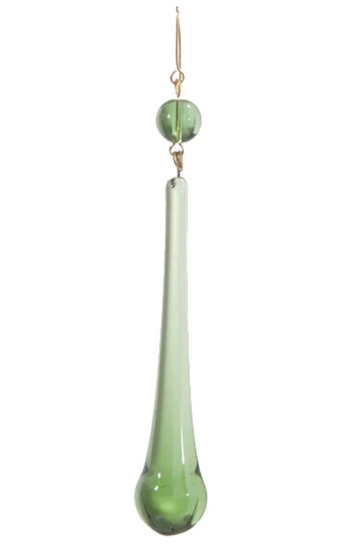 3" Green Teardrop Lamp Crystal with Bead, 4-3/8" overall length (55087G)