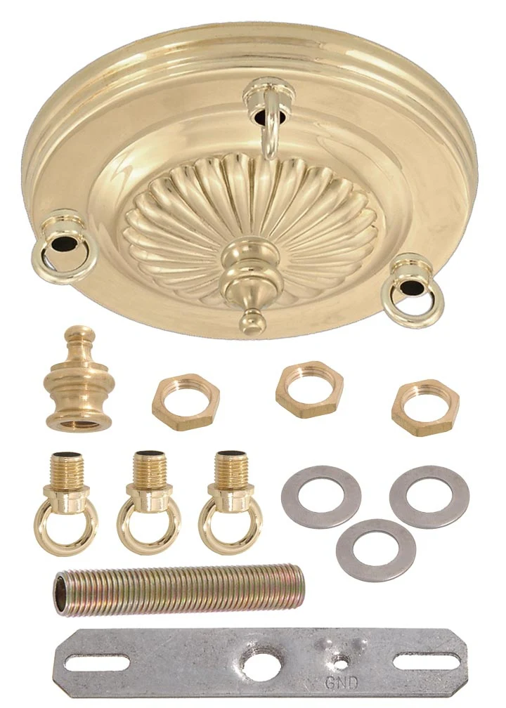 3-Loop Embossed Solid Brass Ceiling Canopy Kits (10809) - Image 3