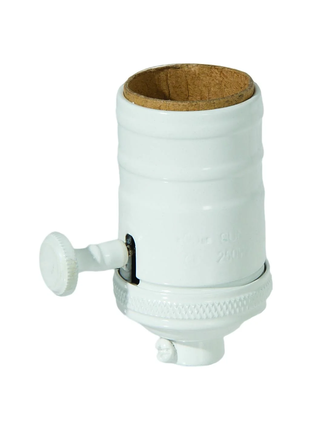 3-Way, E-26 Turned Brass Lamp Socket with White Powder Coat (48243W)