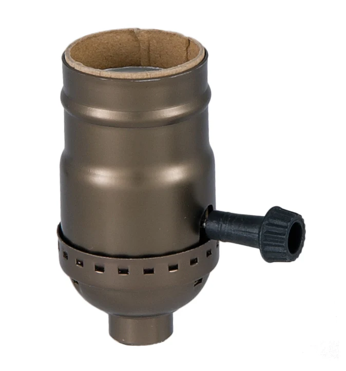 3-Way Turn Knob Lamp Socket, Antique Brass Finish (48346A)