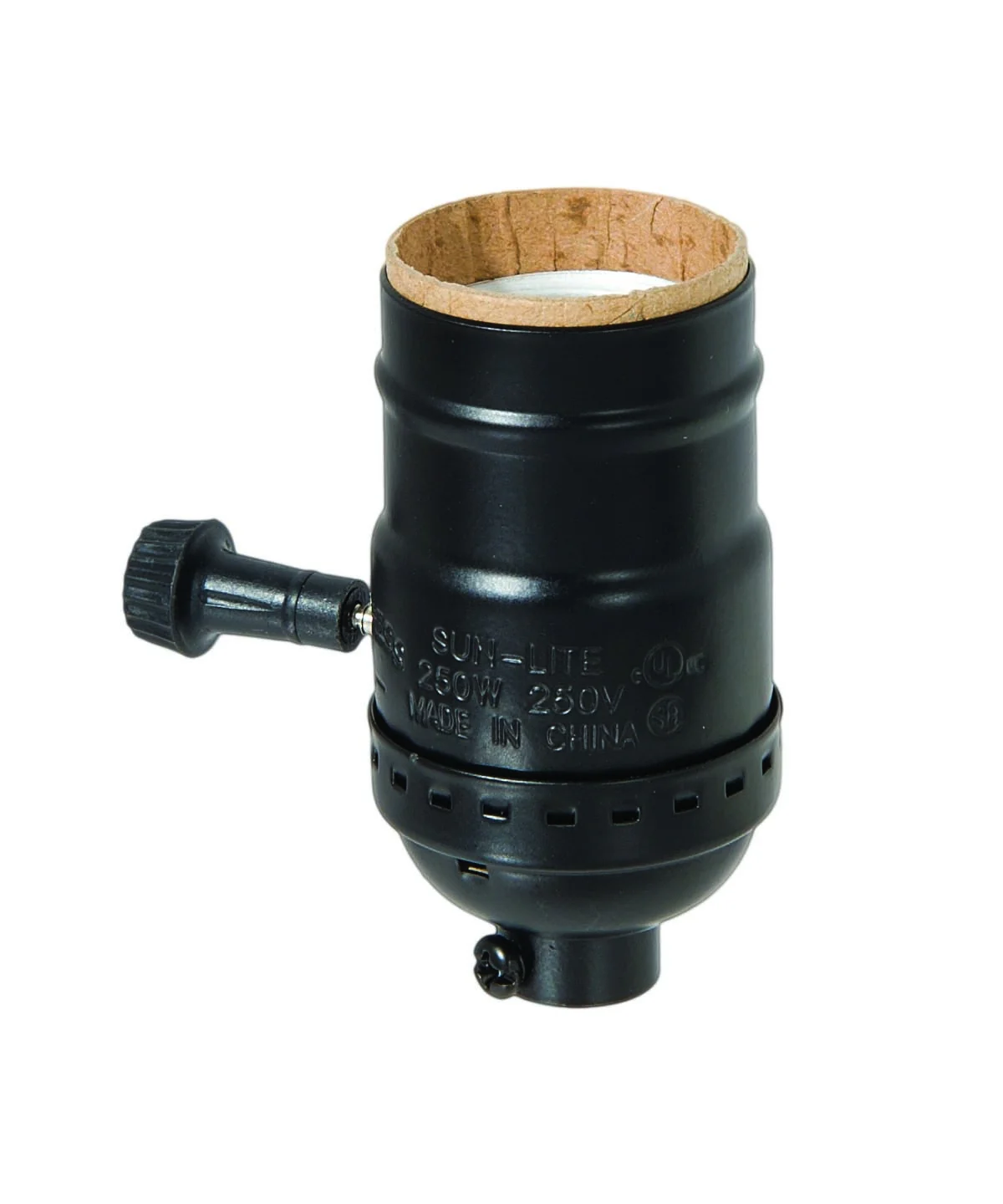 Metal 3-Way Turn Knob Lamp Socket, Satin Black Finish (48346BK)