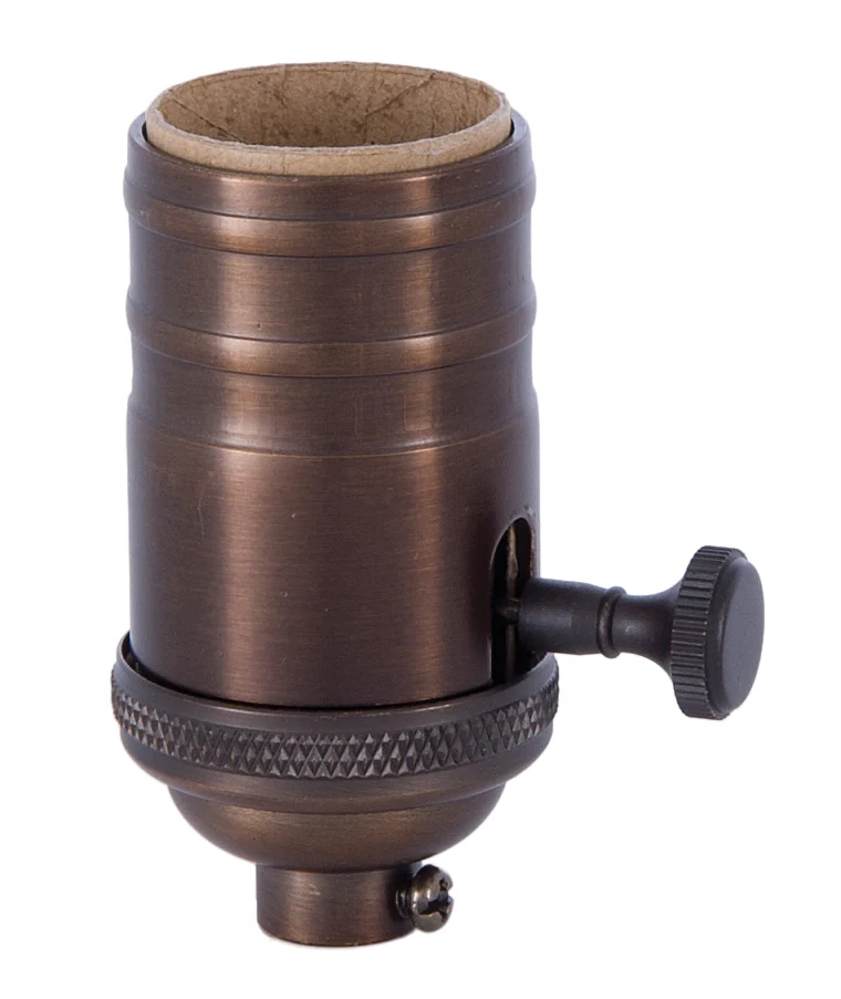 3-Way, Heavy Turned Brass Lamp Socket w/Antique Bronze Finish (48243B)