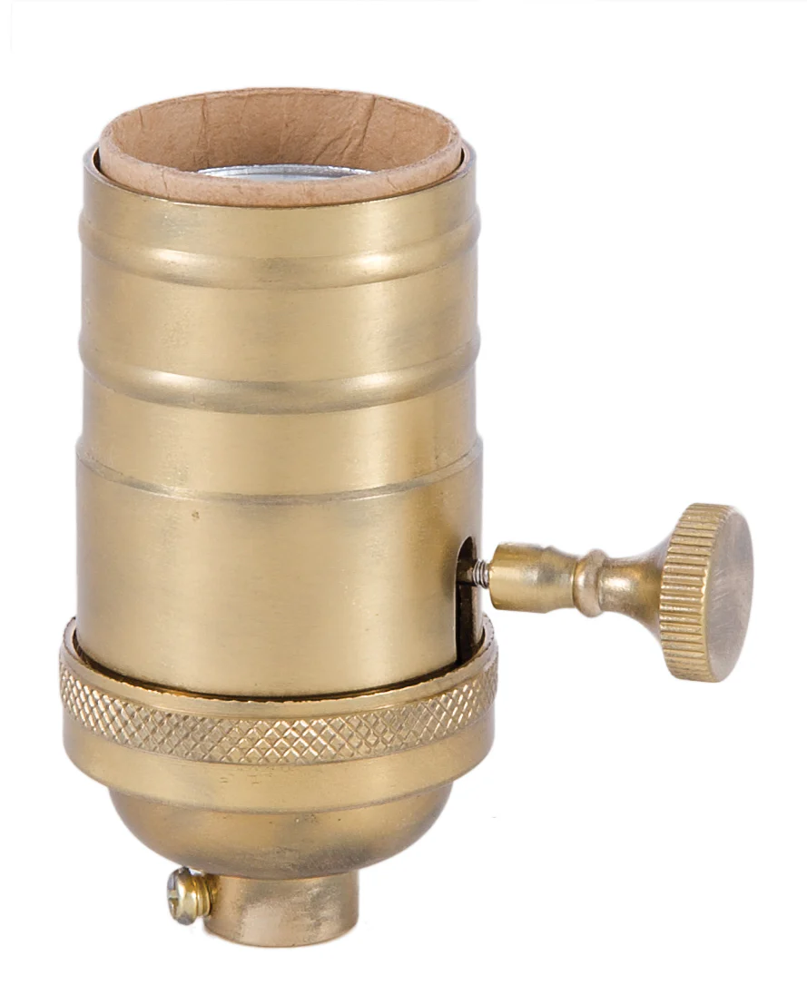 3-Way, Turned Brass Lamp Socket w/Satin Brass Finish (48243SB)