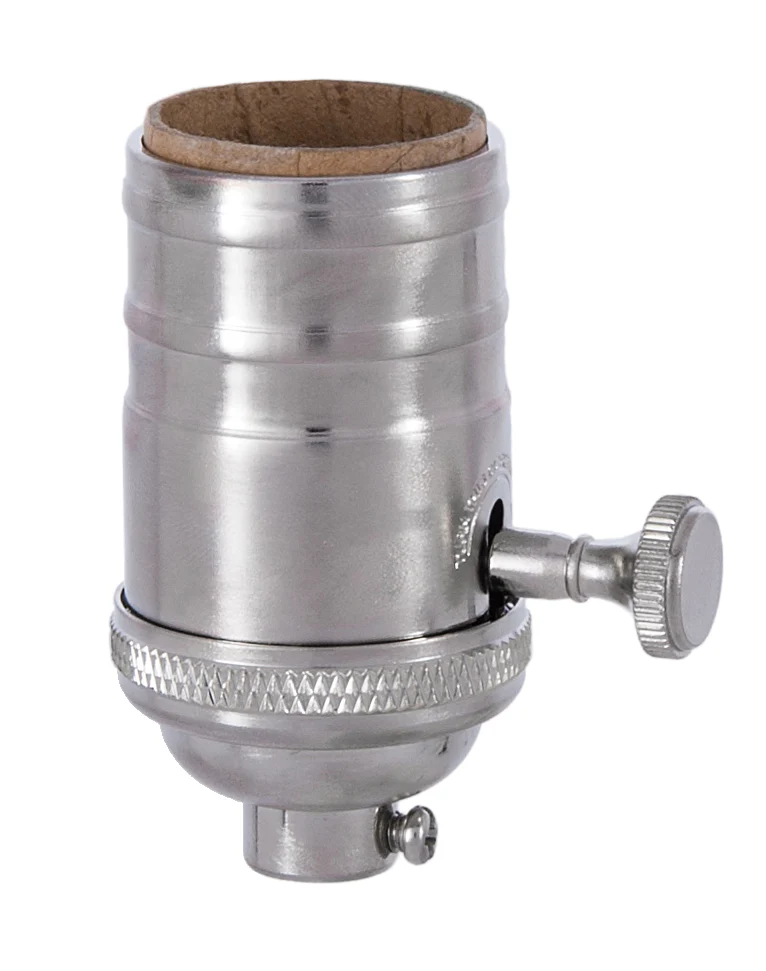 3-Way, Turned Brass Lamp Socket w/Satin Nickel Finish (48243SN)