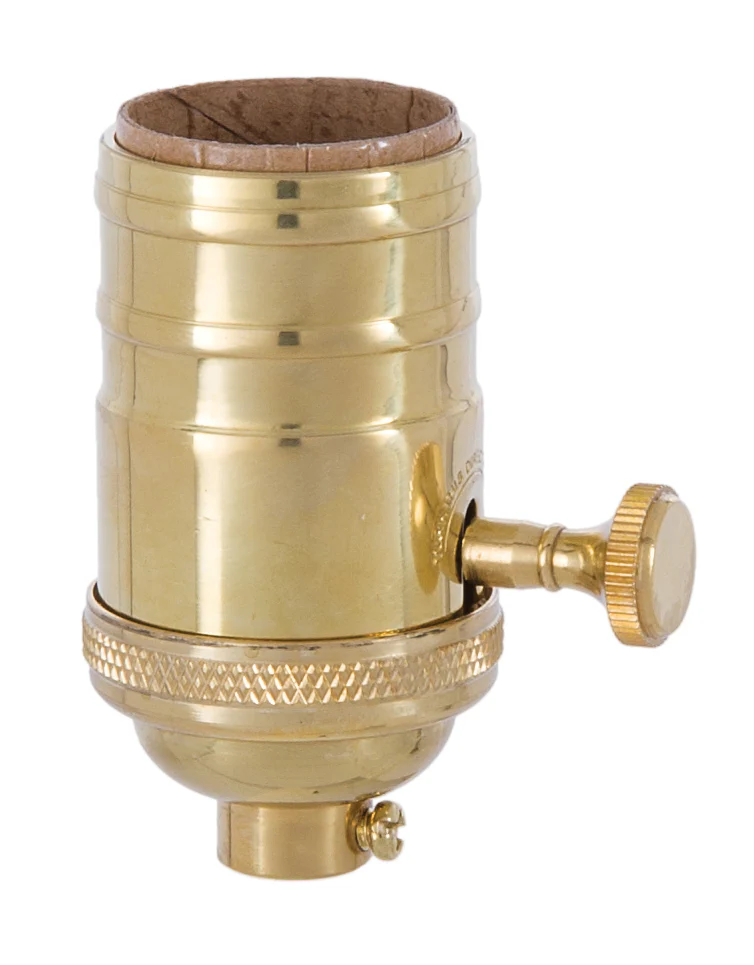 3-Way, Turned Brass Lamp Socket w/Special Polished-No Lacquer Finish (48243U)