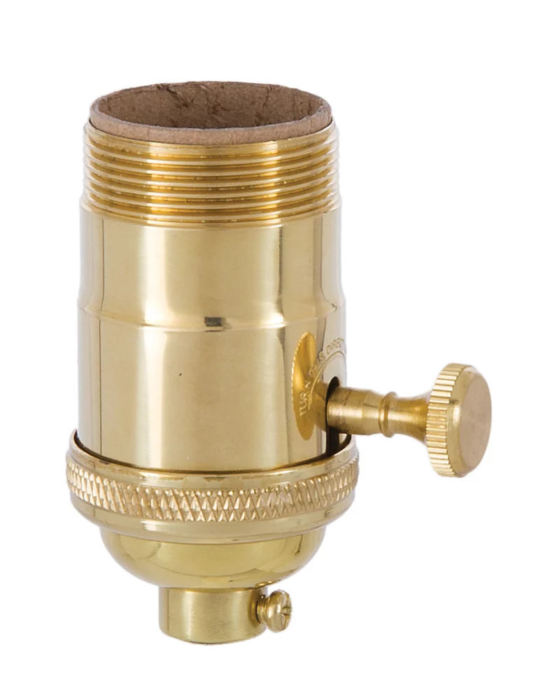 3-Way, Turned Brass Lamp Socket w/Special Polished-No Lacquer Finish, UNO Thread (48240U)