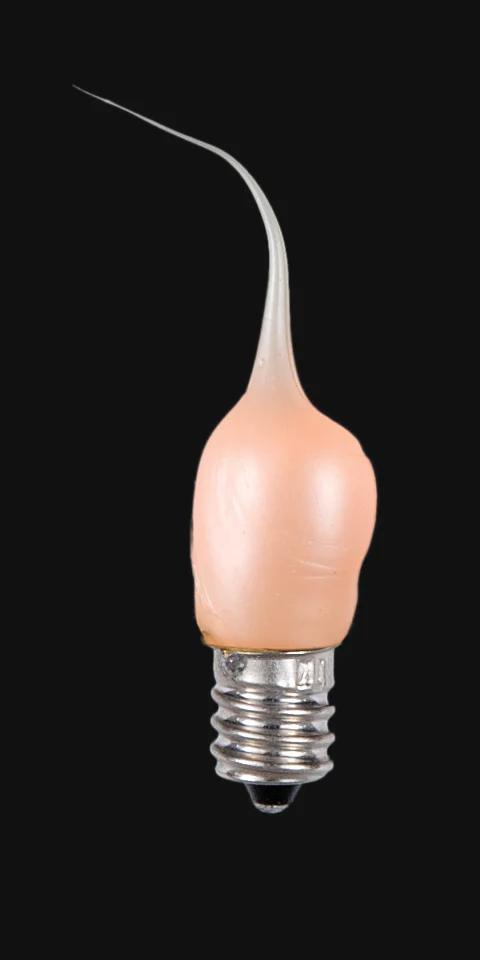 3 Watt 130V Candelabra Base Flame Tip Champagne Silicone Bulb, 1-1/2" ht. (47182)