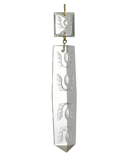 4-1/4" Antique Floral Pattern Prism, ~6" overall length (55070)