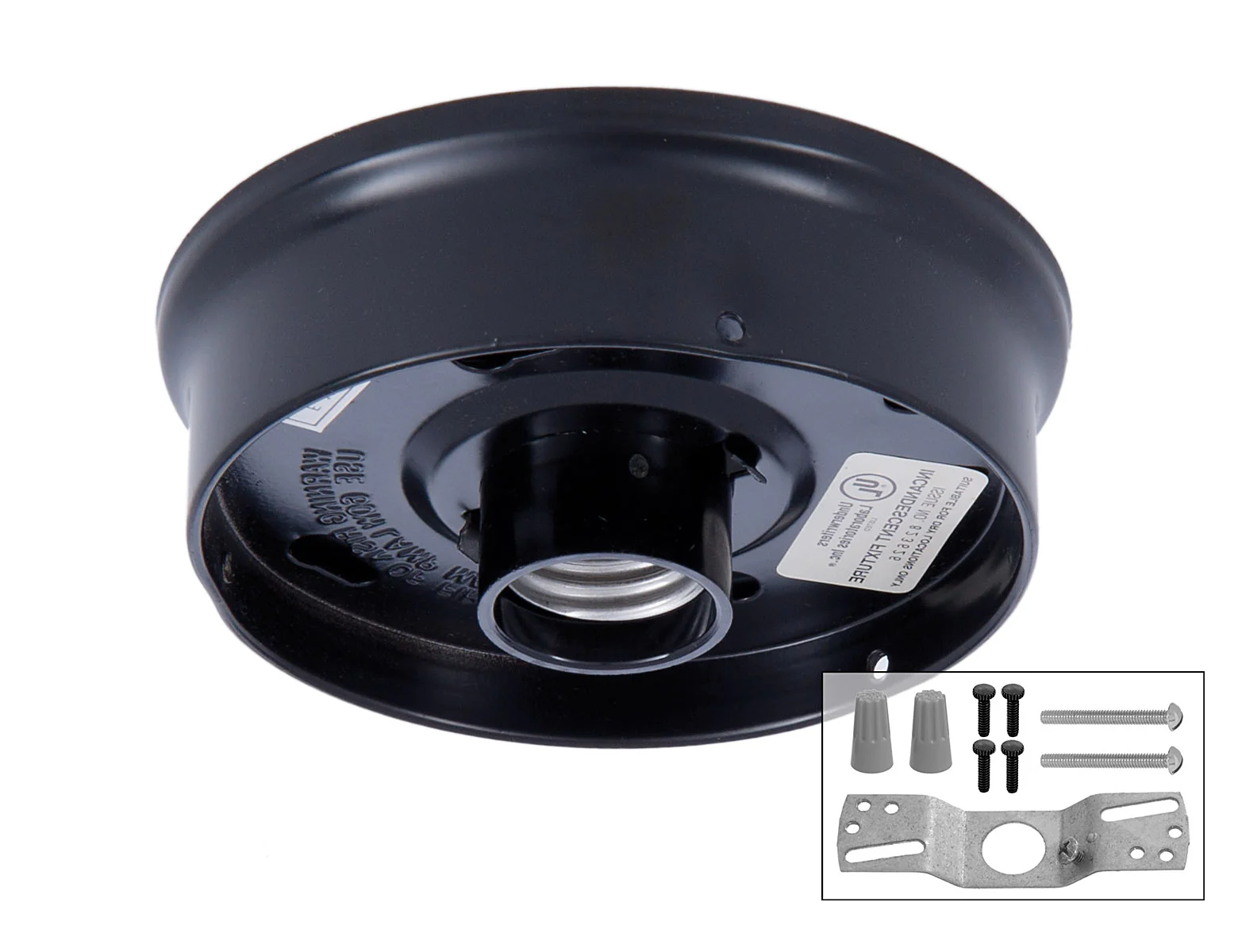 4 Inch Fitter Wired Flush Mount Ceiling Fixture in Black Finish (11876BK)