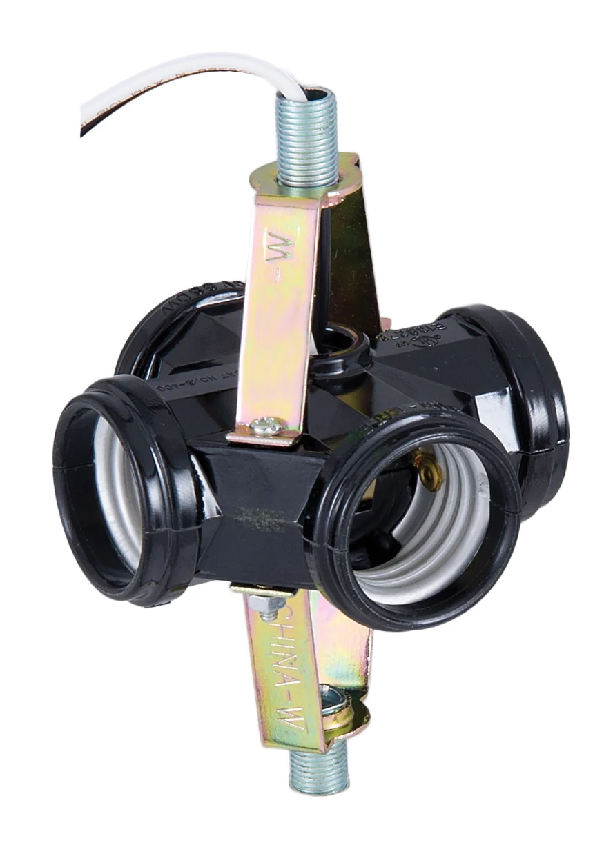 4 Socket Edison Base Socket (E26) Cluster, 7" Leads, 1/8IP (47702)