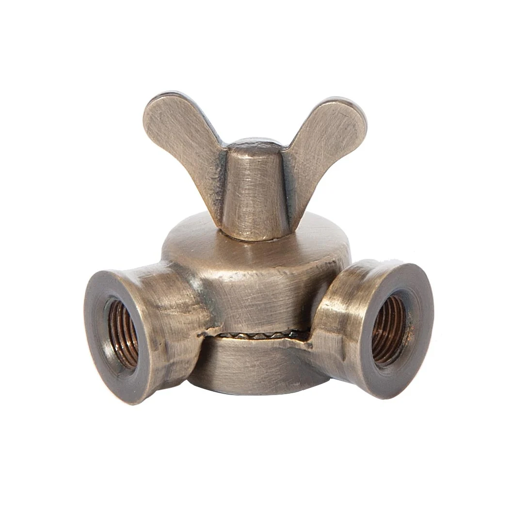 45mm Tall Lamp Swivel with Teeth & Butterfly Pin, Female 1/8 IPS, Antique Brass (20530A)