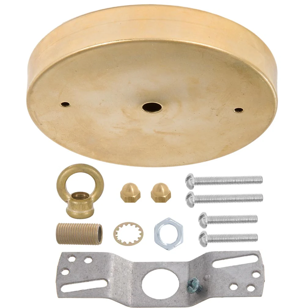5 1/8" Brass Ceiling Canopy Kit with Cast Brass Loop - Unfinished Brass (10811UL) - Image 2