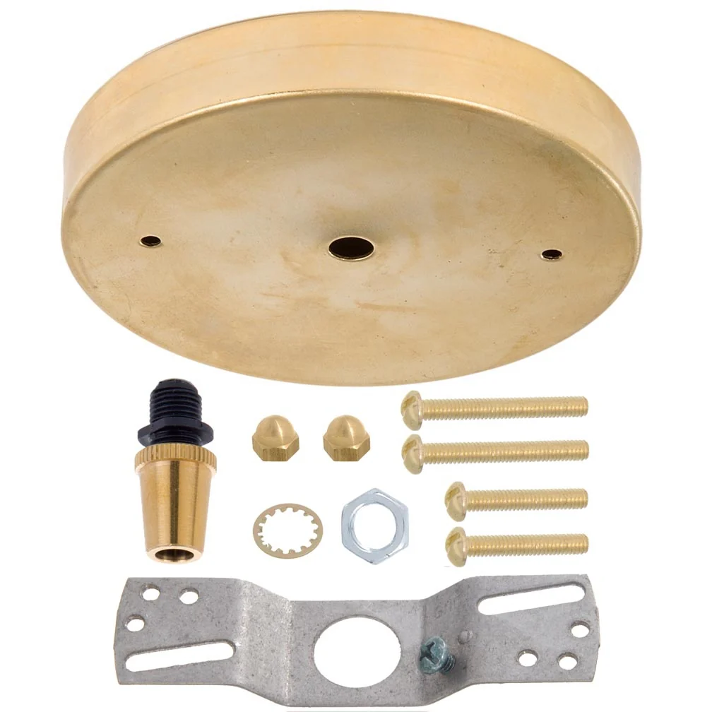 5 1/8", 1/8 IP Slip, Brass Ceiling Canopy Kit with Metal Cord Grip Bushing - Unfinished Brass (10811UB) - Image 2