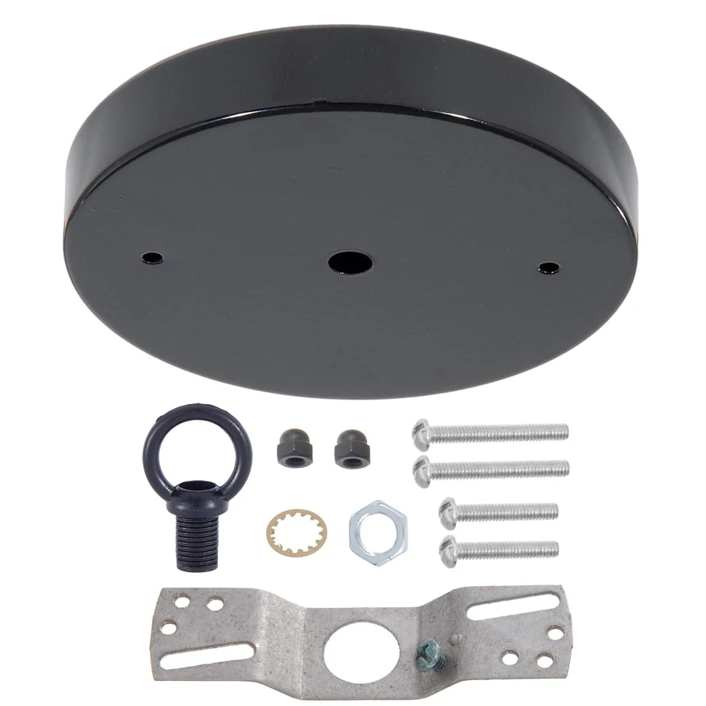 5 1/8", 1/8 IP Slip, Steel Ceiling Canopy Kit with Cast Metal Loop - Black Enamel Finish (10811BL) - Image 2