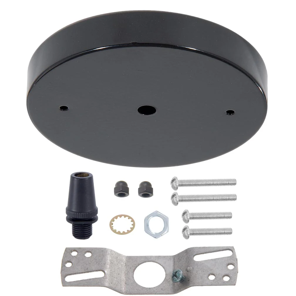 5 1/8", 1/8 IP Slip, Steel Ceiling Canopy Kit with Metal Cord Grip Bushing - Black Enamel Finish (10811BB) - Image 2