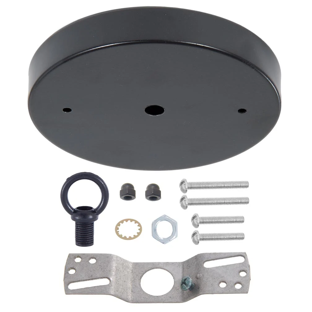 5 1/8", 1/8 IP Slip, Steel Ceiling Canopy Kit with Cast Metal Loop - Satin Black Finish (10811BKL) - Image 2