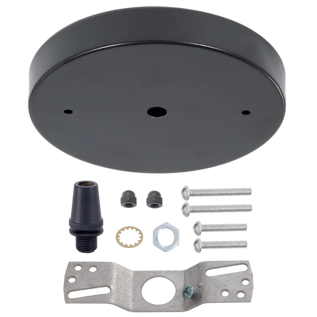 5 1/8", 1/8 IP Slip, Steel Ceiling Canopy Kit with Metal Cord Grip Bushing - Satin Black Finish (10811BKB) - Image 2