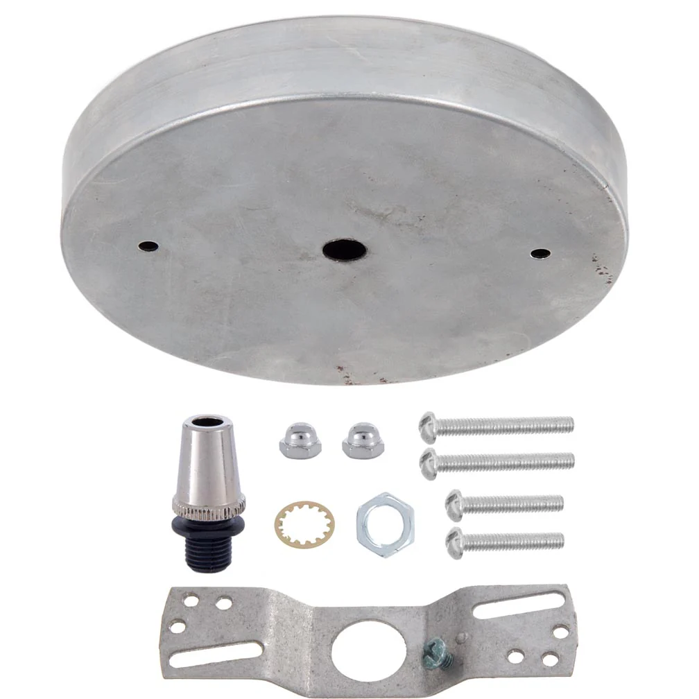5 1/8", 1/8 IP Slip, Steel Ceiling Canopy Kit with Metal Cord Grip Bushing - Unfinished Steel (10811SBB) - Image 2
