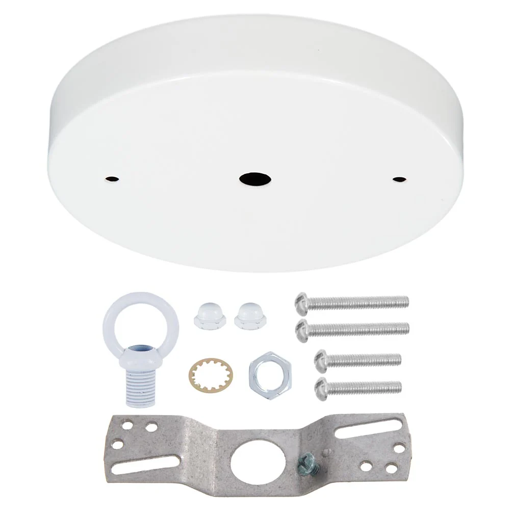 5 1/8", 1/8 IP Slip, Steel Ceiling Canopy Kit with Cast Metal Loop - White Enamel Finish (10811WL) - Image 2