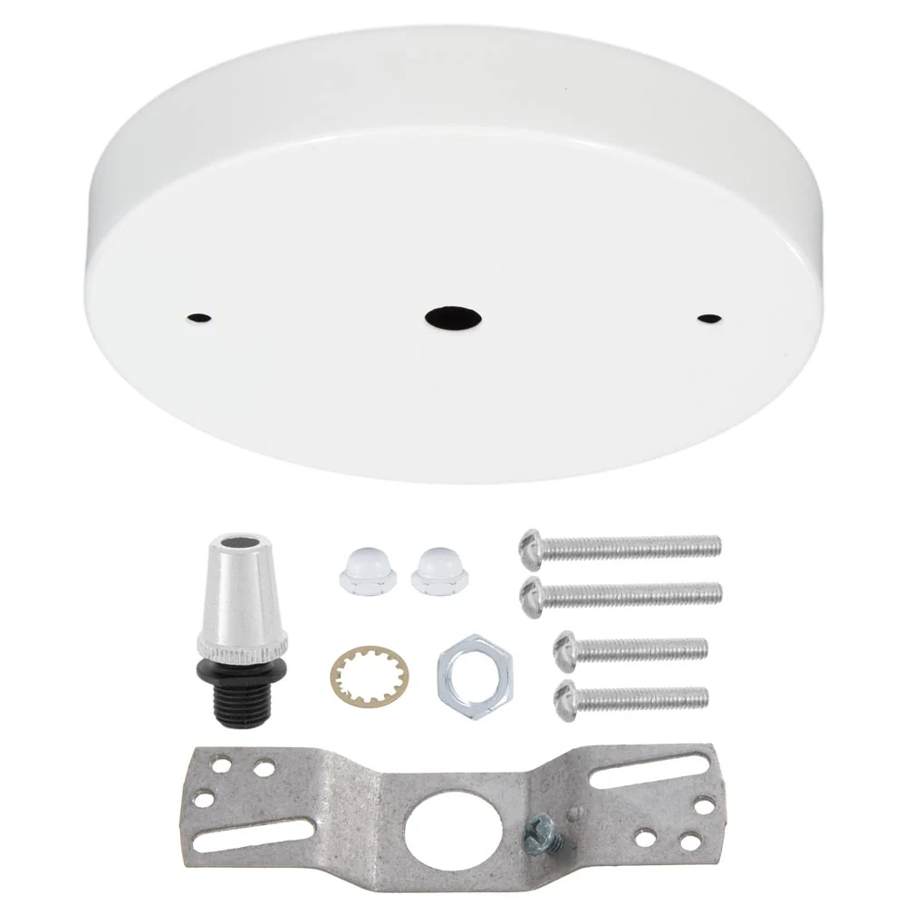 5 1/8",1/8 IP Slip, Steel Ceiling Canopy Kit with Metal Cord Grip Bushing - White Enamel Finish (10811WB) - Image 2