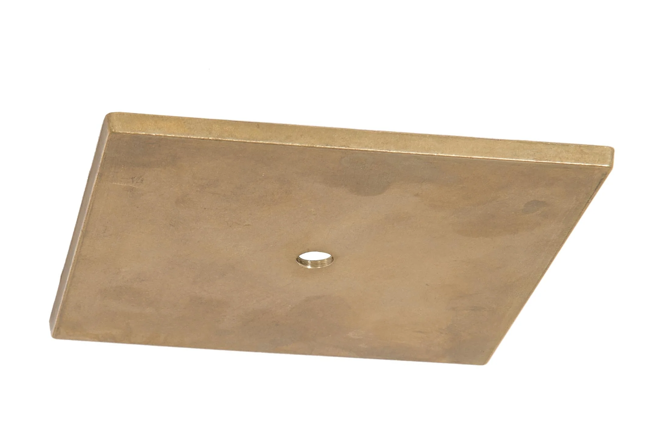 5-3/8 Inch Wide Square Top Quality Unfinished Die Cast Brass Canopy or Backplate, 1/8 IP Slip (11766U)