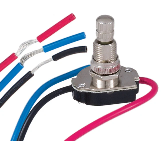 5/8 Inch Shank 3-Way 2 Circuit Nickel Rotary Switch (40408N)
