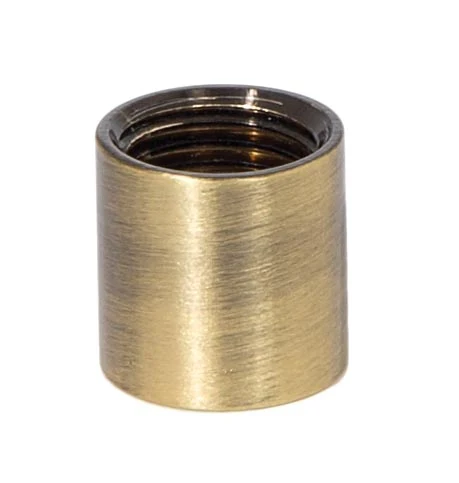 5/8 Inch Tall Antique Brass Lamp Coupling, 1/4F Tap (21127A)
