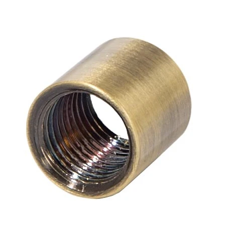 5/8 Inch Tall Antique Brass Lamp Coupling, 1/4F Tap (21127A) - Image 2