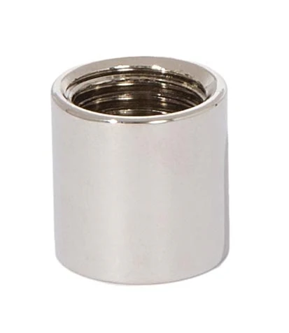5/8 Inch Tall Brass Lamp Coupling, 1/4F Tap, Polished Nickel (21127N)