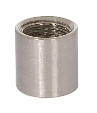 5/8 Inch Tall Satin Nickel Brass Lamp Coupling, 1/4F Tap (21127SN)