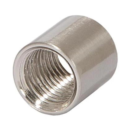 5/8 Inch Tall Satin Nickel Brass Lamp Coupling, 1/4F Tap (21127SN) - Image 2