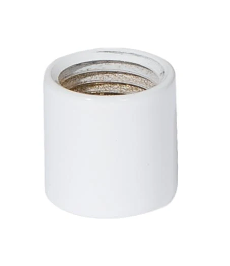 5/8 Inch Tall White Enamel Brass Lamp Coupling, 1/4F Tap (21127W)