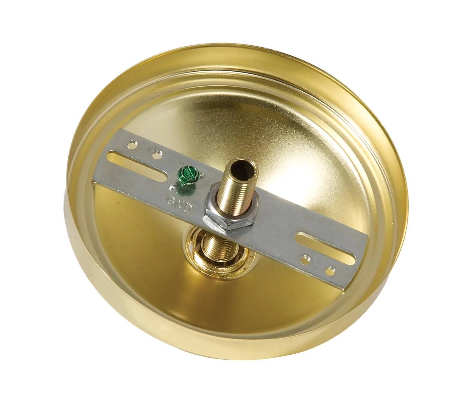 5 Inch Diameter Brass Plated Steel Canopy with Hardware Kit and Screw Collar Loop (11755K) - Image 2