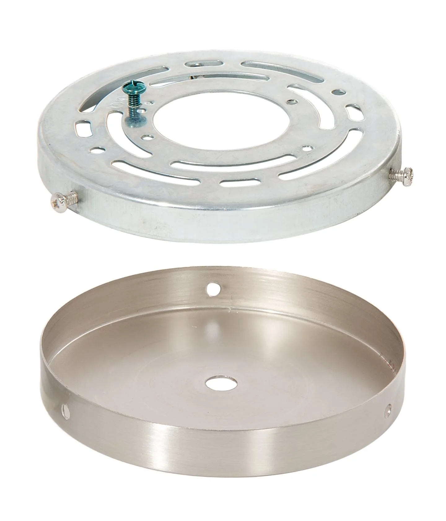 4-7/8 Inch Diameter Satin Nickel Side Mounting Steel Canopy with Hardware Set (11762SN) - Image 2