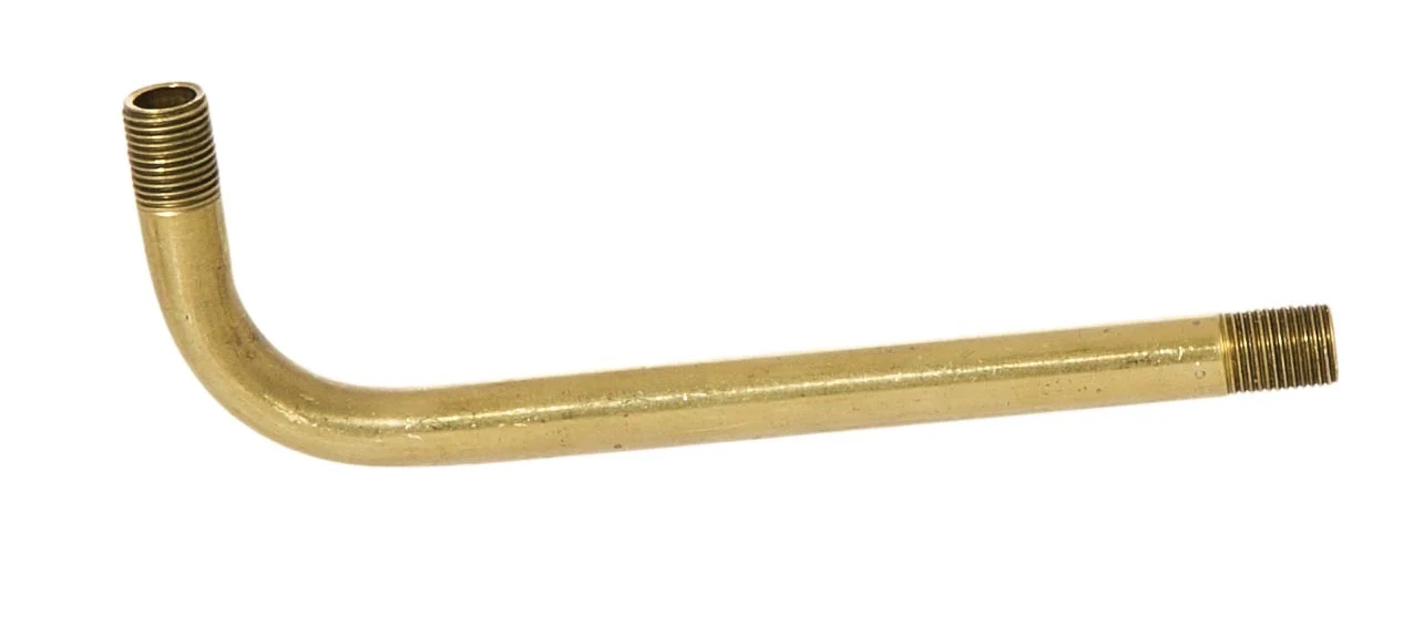 5" Long Solid Brass Bent Lamp Arm, 1/8M Both Ends, Unfinished (12095U)