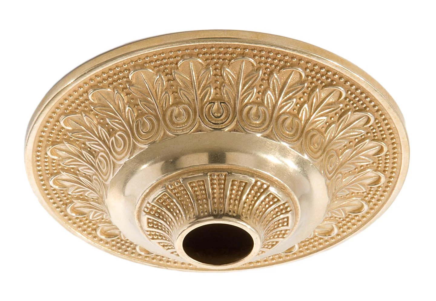 6" Dia., Die Cast Brass, Screw Collar Fixture Canopy, Center Hole Slips 1-1/16" (11789U)