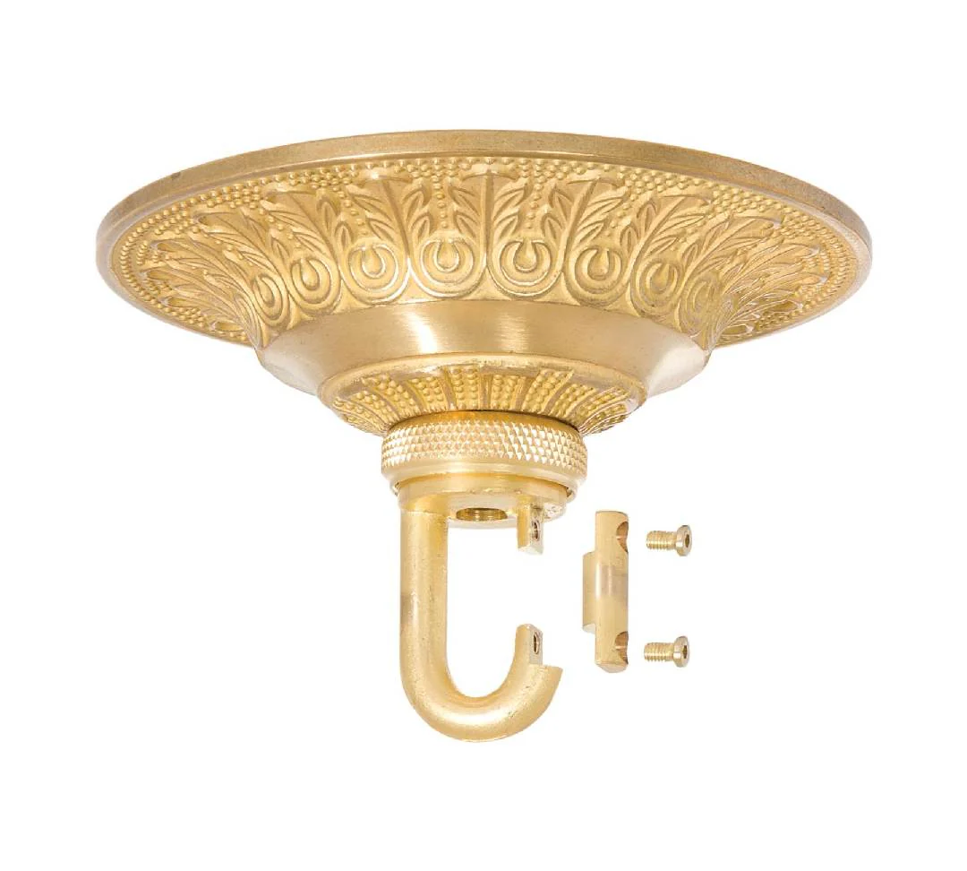 6 Inch Diameter Unfinished Die Cast Brass Canopy w/ Heavy Duty Loop and Hardware Kit (11799UB) - Image 3