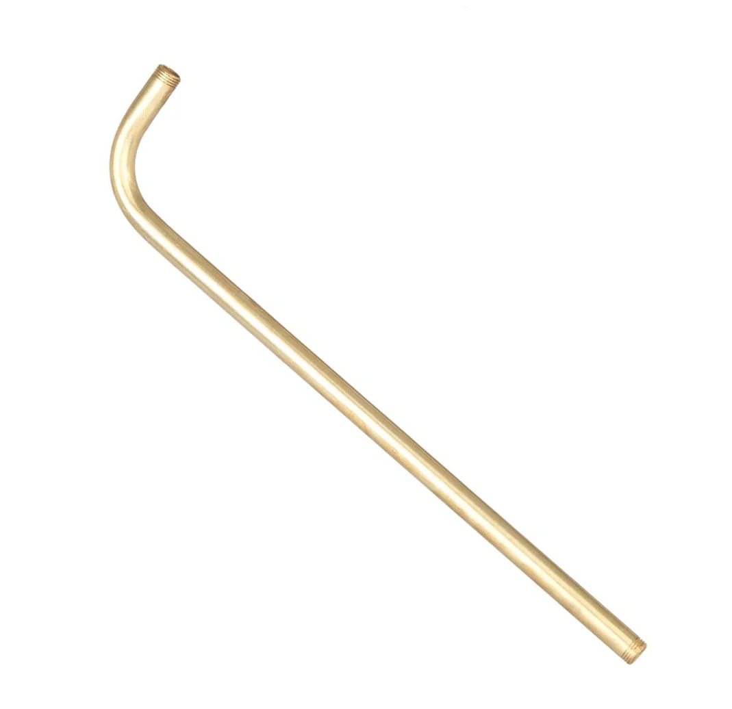 10" Long Bent Brass arm, 1/8M Both Ends, Unfinished (12082U)
