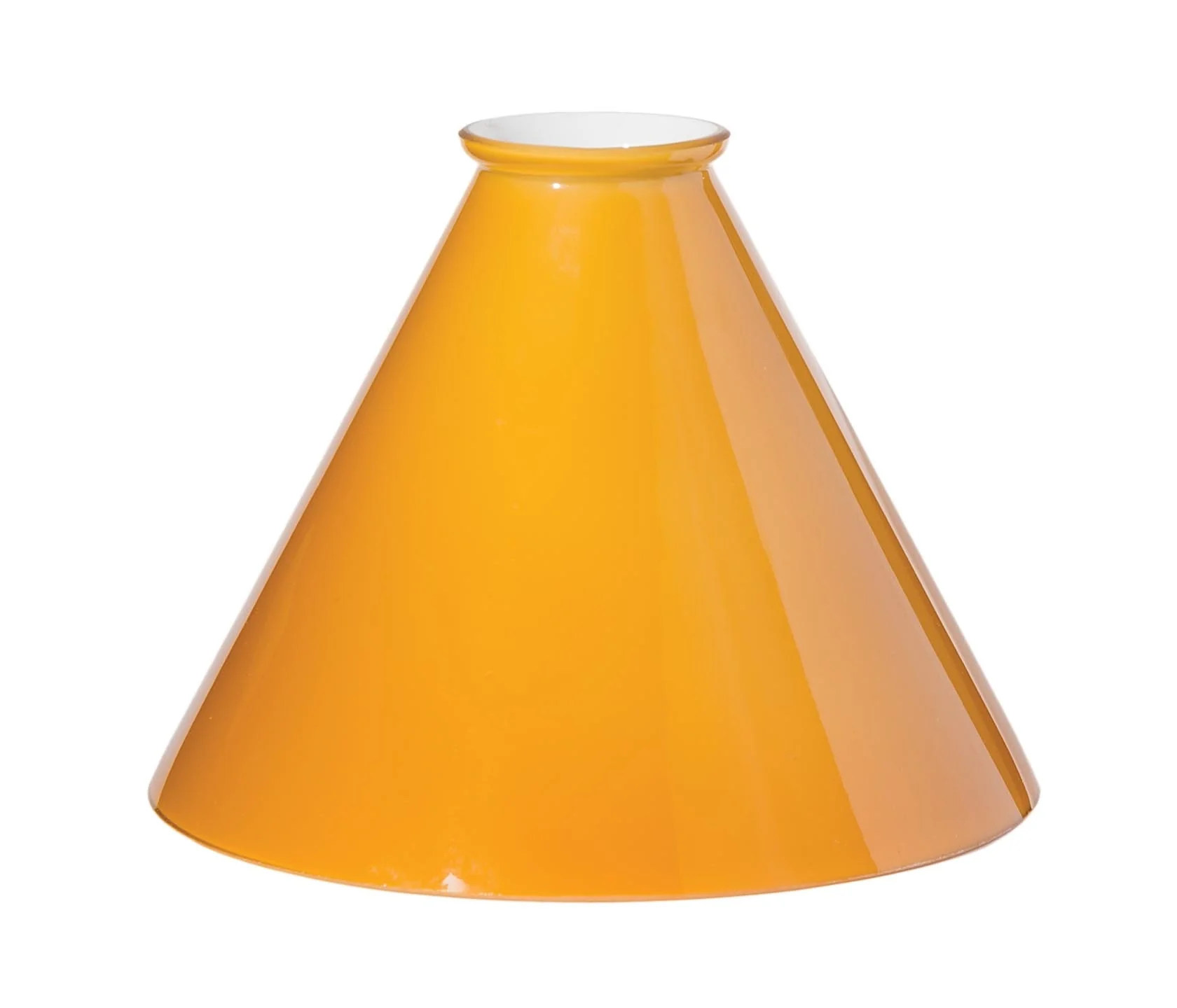 7-3/16" Dia. Cased Amber Over White Glass Deep Cone Shade, 2-1/4" Fitter (08807A)