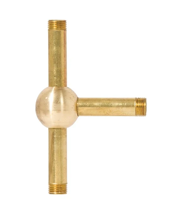 7/8 Inch Diameter Unfinished Brass 3-Way Ball Arm Back, 1/8F (21259U) - Image 3