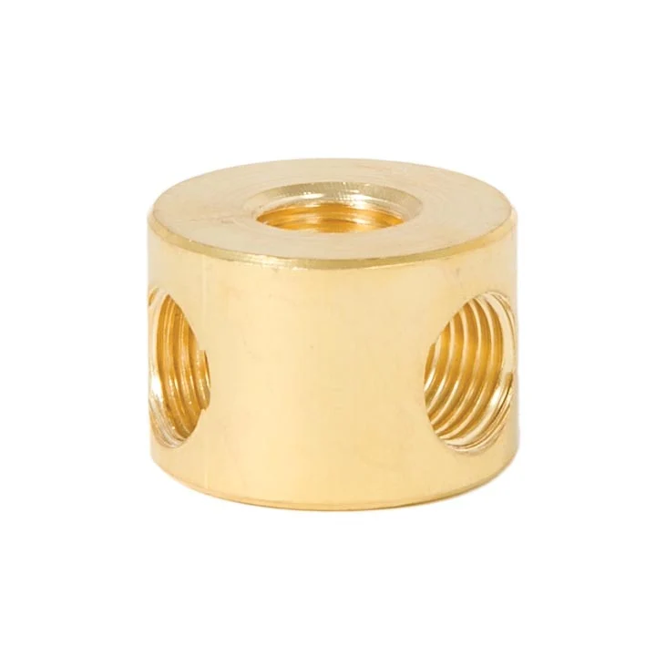 7/8 Inch Height Unfinished Brass Straight Disk 3-Way Arm Back , 1/4F (21255U) - Image 3